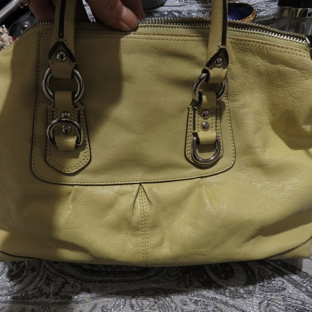 Coach Soho East West Satchel Mustard Yellow Gold Handbag Purse Tote - Picture 3 of 16